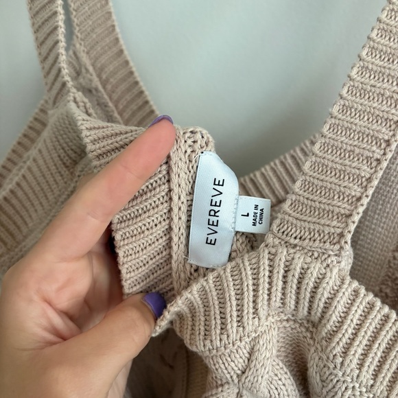 Evereve Maeve Cable Knit V-Neck Sweater Tank 100% Cotton - Picture 4 of 7